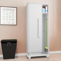 Armário Multiuso 2 Portas com Chave e 4 Prateleiras com Nicho e Suporte para Vassoura Caribe