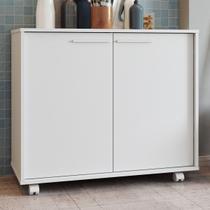 Armário Multiuso 2 Portas com Rodízios Branco 614 - Pnr Móveis Armário Multiuso 2 Portas com Rodízios Branco 614 - Pnr Móveis