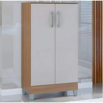Armário Multiuso 2 Portas Pequeno Castanho/Off White - Poquema
