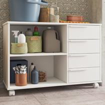 Armário Multiuso 4 Gavetas 1 Prateleira Branco Bs 49 - Brv Armário Multiuso 4 Gavetas 1 Prateleira Branco Bs 49 - Brv