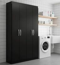 Armário Multiuso 4 Portas 8 Prateleiras Milão Preto Armário Multiuso 4 Portas 8 Prateleiras Milão Preto