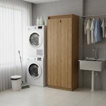 Armário Multiuso 60cm com 3 Prateleiras 2 Portas e Chave Am Marrom/Amêndoa