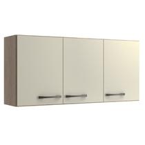 Armário Multiuso Aéreo 3 Portas Essencial Bege/Castanho/Off White