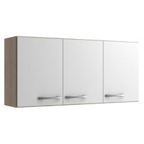 Armário Multiuso Aéreo 3 Portas Essencial Branco/Castanho Armário Multiuso Aéreo 3 Portas Essencial Branco/Castanho