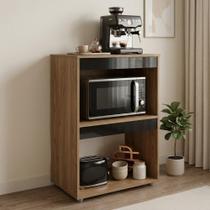 Armário Multiuso Ariana para Micro-ondas e Cooktop Cozinha Pequena Amêndoa Preto - Desk Design Armário Multiuso Ariana para Micro-ondas e Cooktop Cozinha Pequena Amêndoa Preto - Desk Design