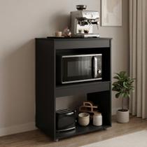 Armário Multiuso Ariana para Micro-ondas e Cooktop Cozinha Pequena Preto - Desk Design Armário Multiuso Ariana para Micro-ondas e Cooktop Cozinha Pequena Preto - Desk Design