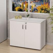 Armário Multiuso Baixo 2 Portas 80cm Largura em MDP Branco Linha Office Armário Multiuso Baixo 2 Portas 80cm Largura em MDP Branco Linha Office