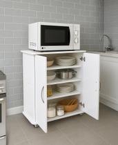 Armário Multiuso Branco com Rodízios e 4 Prateleiras 98,5cm Para Cozinha, Quarto ou Lavanderia