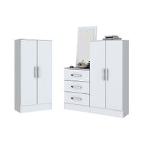 Armário Multiuso Casal B14 + 1 Cômoda B700 Branco - Henn Armário Multiuso Casal B14 + 1 Cômoda B700 Branco - Henn