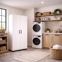 Armario Multiuso Clean Organizador de Produtos de Lavanderia MDF 2 Portas