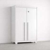 Armário Multiuso com 2 Portas com Chave 3 Prateleiras para Lavanderia Paris Branco Armário Multiuso com 2 Portas com Chave 3 Prateleiras para Lavanderia Paris Branco