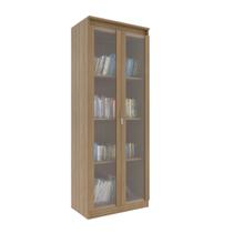 Armário Multiuso com 2 Portas de Vidro e 3 Prateleiras MDP Branco Tecnomobili Cor:Amêndoa Armário Multiuso com 2 Portas de Vidro e 3 Prateleiras MDP Branco Tecnomobili Cor:Amêndoa