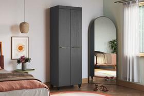 Armário Multiuso com 2 Portas e Prateleiras Preto - Arte Cas Armário Multiuso com 2 Portas e Prateleiras Preto - Arte Cas