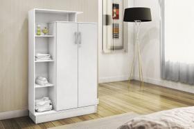 Armário Multiuso com Chave 2 Portas - Elite Branco Brilho