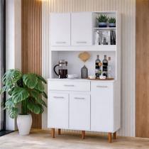 Armário Multiuso Compacto Kit Completo para Cozinha com Nichos, 1 Gaveta e 5 Portas