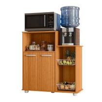 Armário Multiuso de Cozinha com Fruteira, Nicho para Micro-ondas e Espaço para Galão de Água 2 Portas, Compacto Armário Multiuso de Cozinha com Fruteira, Nicho para Micro-ondas e Espaço para Galão de Água 2 Portas, Compacto