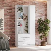 Armário Multiuso Doha Ambiente com Espelho 2 Portas 3 Gavetas Branco Fosco - Henn