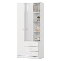 Armário Multiuso Doha Com Espelho 2 Portas 3 Gavetas Branco Brilho - Henn Armário Multiuso Doha Com Espelho 2 Portas 3 Gavetas Branco Brilho - Henn