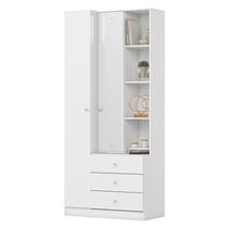 Armário Multiuso Doha com Espelho 2 Portas 3 Gavetas Branco Brilho - Henn Armário Multiuso Doha com Espelho 2 Portas 3 Gavetas Branco Brilho - Henn