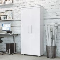 Armário Multiuso Escritório 2 Portas 4 Prateleiras 1 Gaveta MDF Branco Advantage