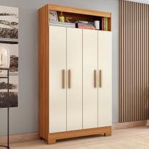 Armário Multiuso Escritório NT4040 com 4 Portas e Nicho com Prateleiras Internas Marrom/Freijó Trend/Off White Tx Armário Multiuso Escritório NT4040 com 4 Portas e Nicho com Prateleiras Internas Marrom/Freijó Trend/Off White Tx