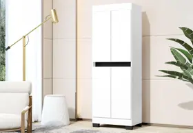 Armário Multiuso Escritório Quarto 4 Portas Toquio Branco com Preto - Rede Móveis