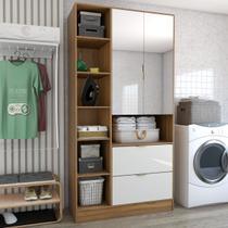 Armário Multiuso Gizé 2 Portas 2 Gavetas com Espelho Cinamomo/Off White - Panorama Móveis