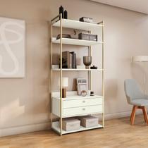 Armário Multiuso Industrial 2 Gavetas e 5 Prateleiras 202x89cm Branco/Dourado Armário Multiuso Industrial 2 Gavetas e 5 Prateleiras 202x89cm Branco/Dourado