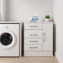 Armário Multiuso Lavanderia 1 Porta 4 Gavetas Essencial Branco