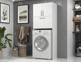 Armário Multiuso Lavanderia 3 Portas 2 Nichos Cor Branco Armário Multiuso Lavanderia 3 Portas 2 Nichos Cor Branco