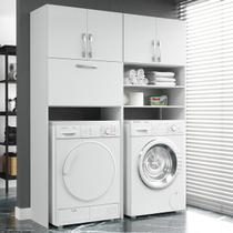 Armário Multiuso Lavanderia 5 Portas 5 Nichos Branca Armário Multiuso Lavanderia 5 Portas 5 Nichos Branca