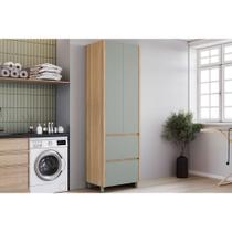Armário Multiuso Lavanderia Rainha c/ 2 Portas e 2 Gavetas 70cm Nature/Verde - Nesher