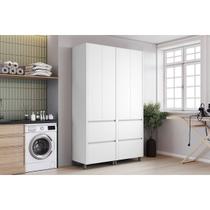 Armário Multiuso Lavanderia Rainha c/ 4 Portas e 4 Gavetas 140cm Branca - Nesher