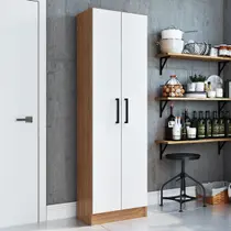 Armário Multiuso Milano 2 Portas 5 Prateleiras Freijó/Branco - Irm Móveis Armário Multiuso Milano 2 Portas 5 Prateleiras Freijó/Branco - Irm Móveis