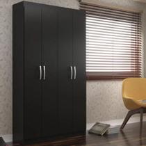 Armário Multiuso Milão 4 Portas E 8 Prateleiras - Black Black