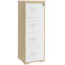 Armário Multiuso Office Arquivo 4 Gavetas Atria Executiva 132cm A02 Carvalho Branco - Lyam Decor Armário Multiuso Office Arquivo 4 Gavetas Atria Executiva 132cm A02 Carvalho Branco - Lyam Decor