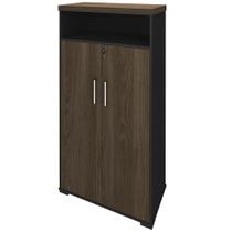 Armário Multiuso Office Com 2 Portas E Nicho Atria Executiva 173cm A02 Castanho Preto - Lyam Decor