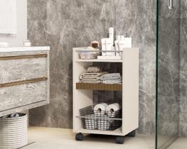 Armário Multiuso Organizador Banheiro Sala Decoração com Rodizio Amon - Cores Diversas - Lojas K7