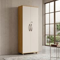 Armário Multiuso Organizador Caio com Chave para Quarto e Lavanderia - Cinamomo / Off White Armário Multiuso Organizador Caio com Chave para Quarto e Lavanderia - Cinamomo / Off White