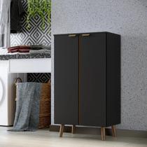 Armário Multiuso Organizador com 2 Portas e Prateleiras para Lavanderia Cozinha Quarto Pés Palito