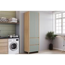 Armário Multiuso p/ Área Serviço Rainha c/ 2 Portas e 2 Gavetas 70cm Nature/Verde - Nesher Armário Multiuso p/ Área Serviço Rainha c/ 2 Portas e 2 Gavetas 70cm Nature/Verde - Nesher
