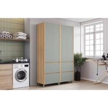Armário Multiuso p/ Área Serviço Rainha c/ 4 Portas e 4 Gavetas 140cm Nature/Verde - Nesher