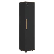 Armário Multiuso Para Escritório Com Chave e Rodízios 1 Porta Lune Preto J&A