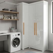 Armário Multiuso para Lavanderia Modulado 3 Portas com Pés Branco Aurora Armário Multiuso para Lavanderia Modulado 3 Portas com Pés Branco Aurora