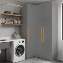 Armário Multiuso para Lavanderia Modulado 3 Portas com Pés Ônix Aurora Cinza/Onix