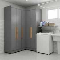 Armário Multiuso para Lavanderia Modulado 5 Portas com Pés Ônix Aurora Armário Multiuso para Lavanderia Modulado 5 Portas com Pés Ônix Aurora
