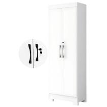 Armário Multiuso Para Lavanderia Quarto Dispensa 4 prateleiras 5 nichos Ryan Duas Portas 180x63x35 Branco