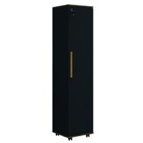 Armário Multiuso Para Quarto Com Chave e Rodízios 1 Porta Lune Preto J&A