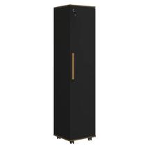 Armário Multiuso Para Quarto Com Chave E Rodízios 1 Porta Lune Preto J&a Preto