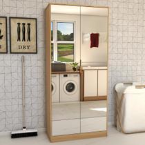 Armário Multiuso Plaza 2 Portas com Espelho 1 Gaveta Amêndola Touch - Panorama Móveis Armário Multiuso Plaza 2 Portas com Espelho 1 Gaveta Amêndola Touch - Panorama Móveis